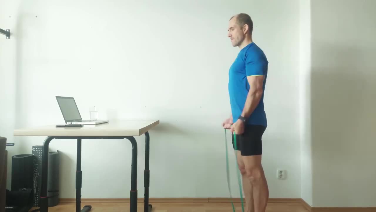Resistance Band Bicep Curl demonstration